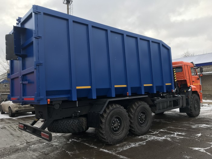 Автомобиль ломовоз 29м3 КамАЗ 43118 с КМУ Велмаш VM10L74M (за кабиной)  (6х6)