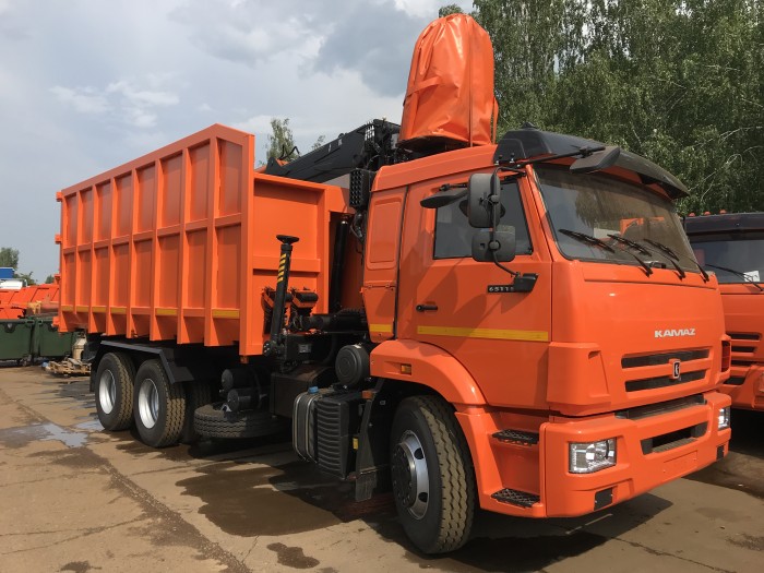 Самосвал (ломовоз) КамАЗ 65115 с КМУ Р97М (за кабиной) (6х4)